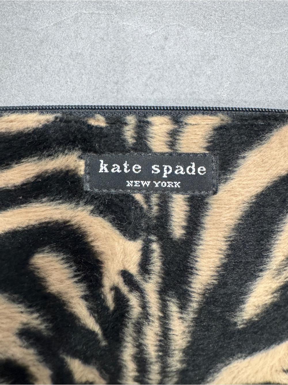 kate spade Zebra-Print Pouch - clutch in Black & Tan faux fur - Picture 3 of 7